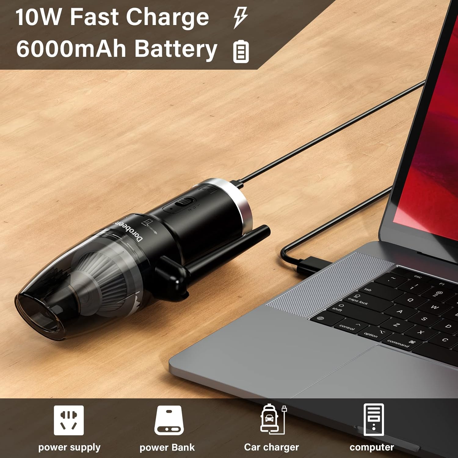 Cordless Air Duster, Blower & Vacuum 2 in 1, Compressed Air Duster, Portable Handheld Electronics Air Duster, Power 77000 RPM Motor, 10000 PA Suction, for Keyboard Car Computer Toys.