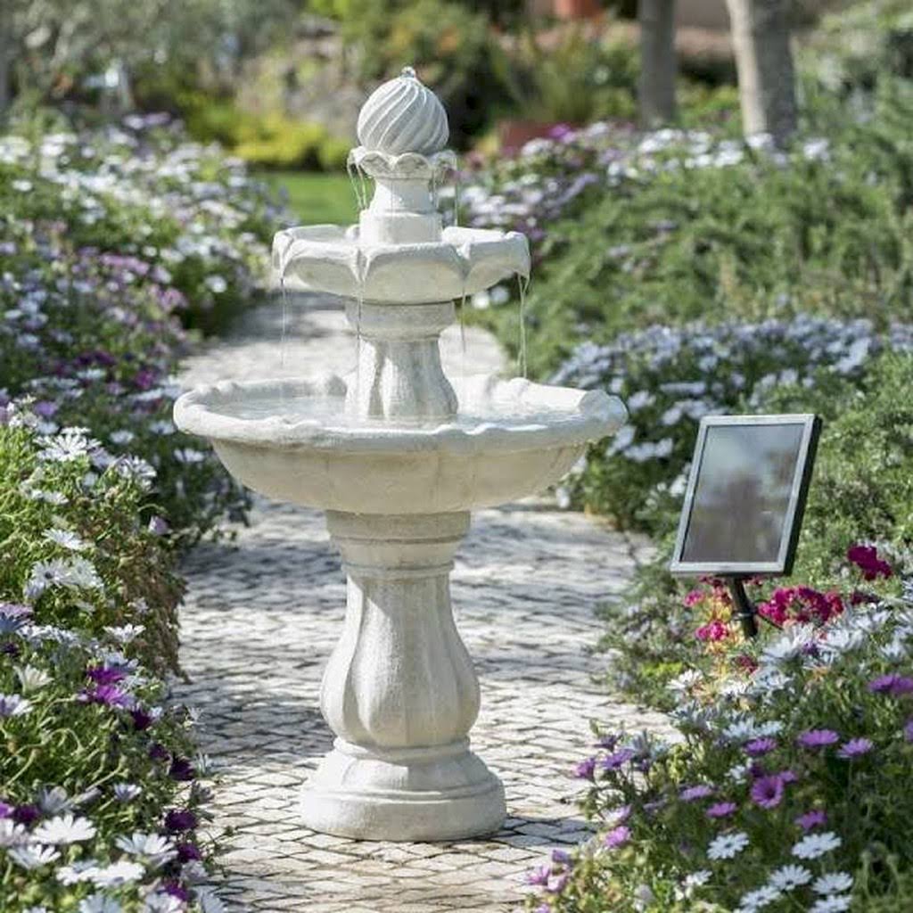 Imperial Round Tiered Solar Fountain - Black - Megean