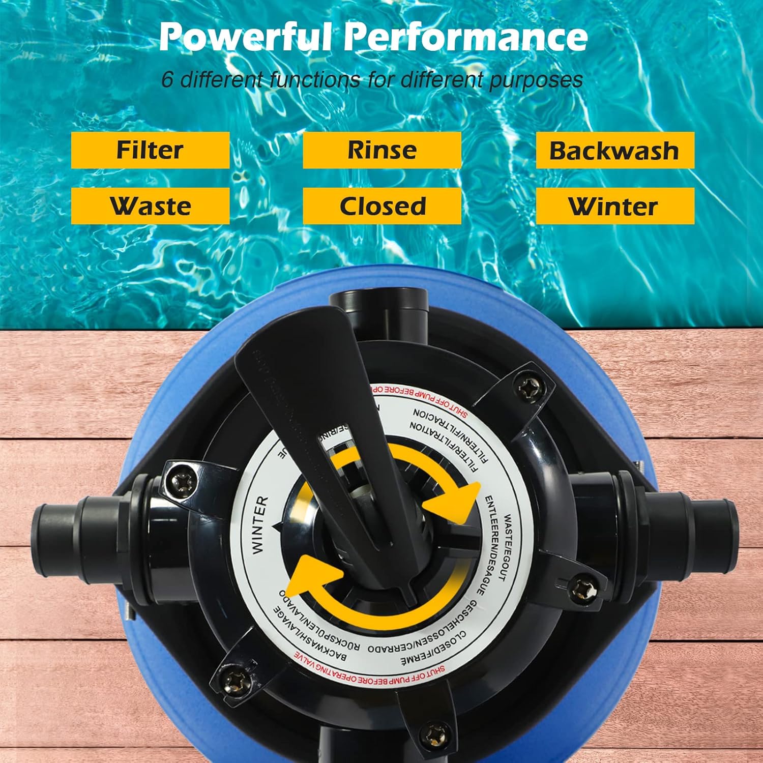 13" Pool sand Filter Above Ground Pool Sand Filter Pump, Sand Filter Pump with Timer,2853 GPH Above Ground Pool Sand Filter System with 6 Way Valve, Up to 11520 Gallons Black+blue