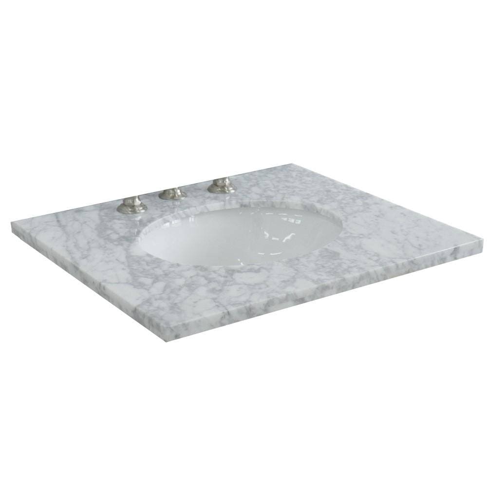 Bellaterra (30mm) 25 Inches White Carrara Top-Single Oval Sink