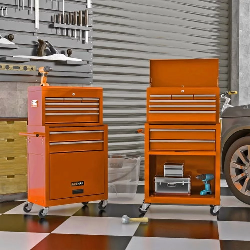 Rolling Tool Chest with Wheels and 8 Drawers, Detachable Large Toolbox Storage Cabinet with Lock,Locking Mechanic Tool Cart for Warehouse, Workshop,Garage,Blue
