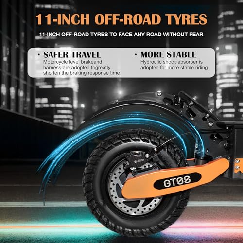 DOF 60V 27AH Electric Scooter for Adults, 5600W Dual Motor Commuter with 50MPH Speed & 40 Miles Range, Dual Brake System, Shock Absorption, 11" Vacuum Off-Road Tires, Folding E-Scooter Detachable Seat