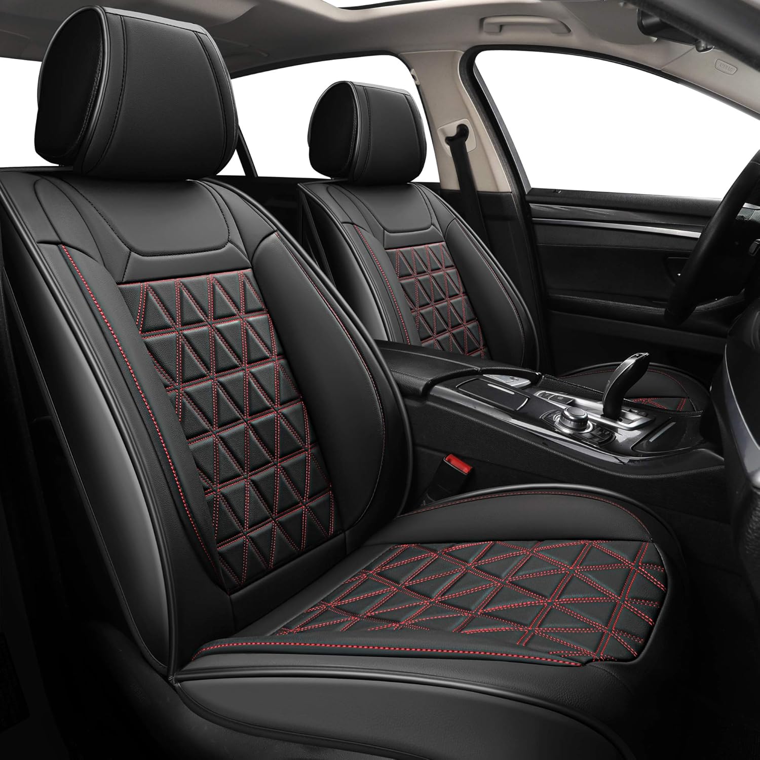 YUHCS Full Set Car Seat Covers - Faux Leather Non-Slip Vehicle Cushion Cover, Waterproof Car Seat Protectors Automotive Interior Accessories for Most SUV Cars Pickup Truck Brown
