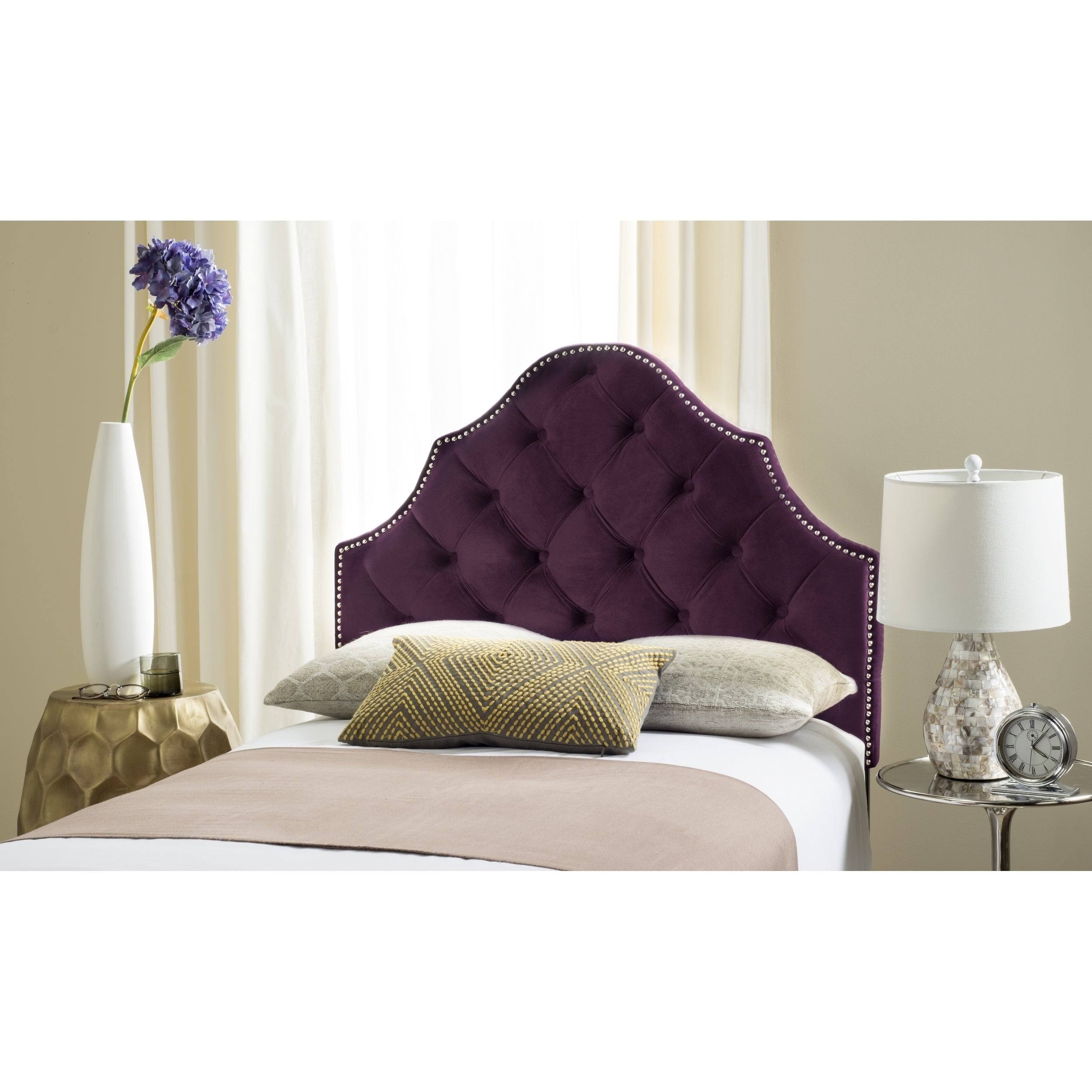 Safavieh Arebelle Velvet Tufted Headboard - Purple - Twin