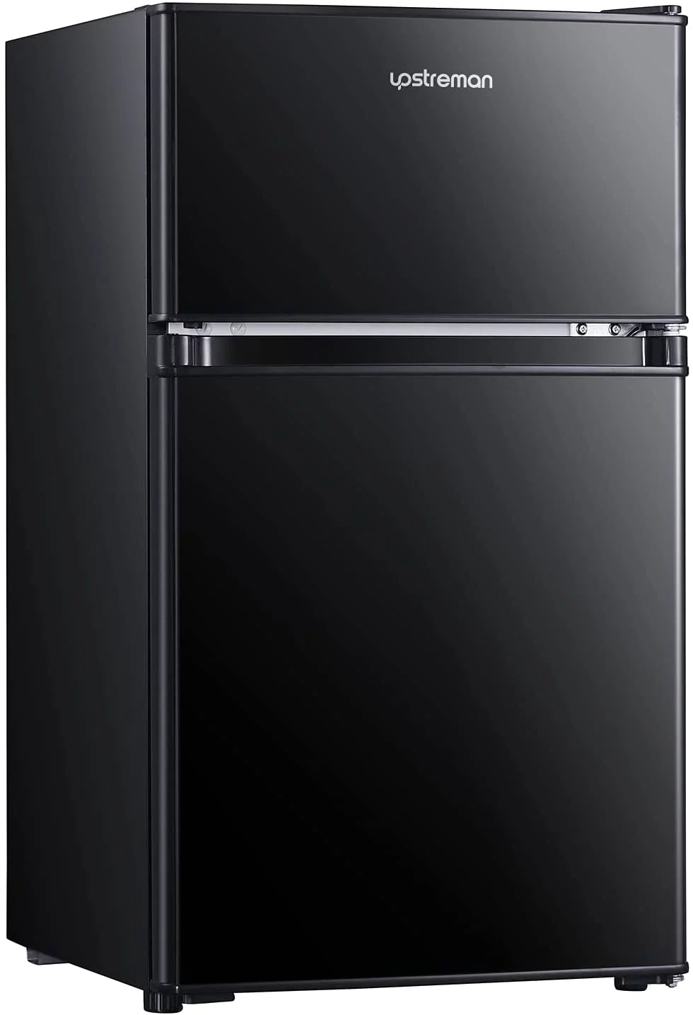 Upstreman 3.2 Cu.ft Mini Fridge with Freezer, Double Door Mini Refrigerator Cooler Dorms Ice