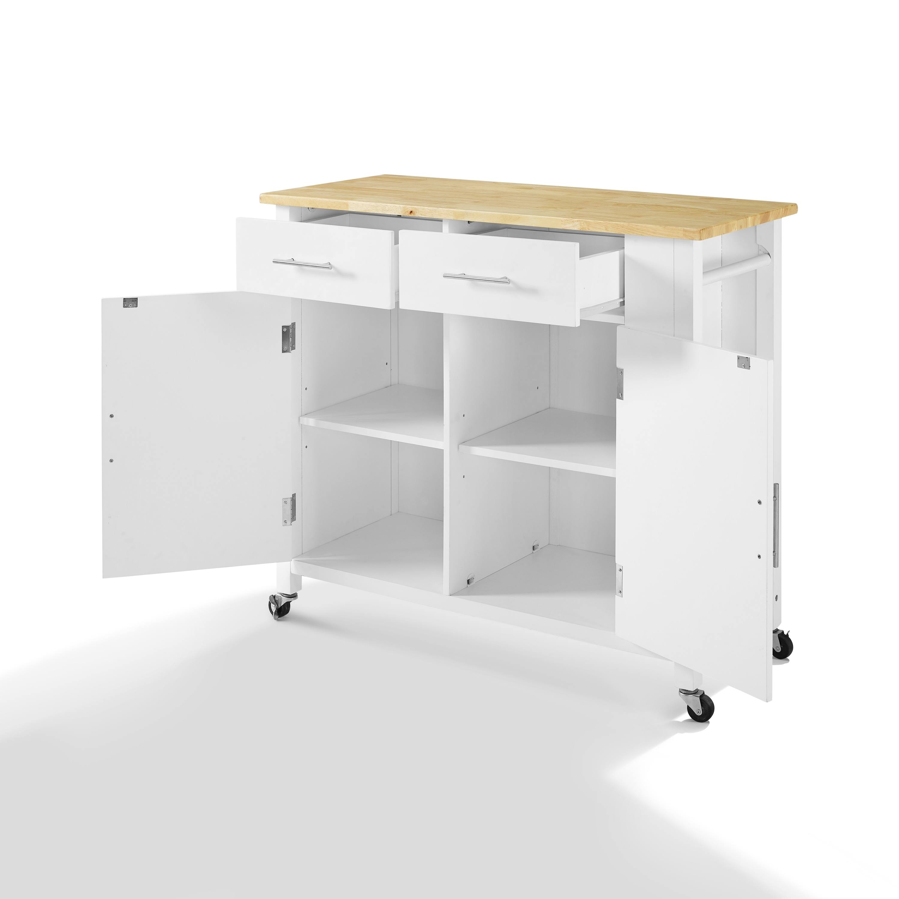 Crosley Savannah Wood Top Full-Size Kitchen Island/Cart - White