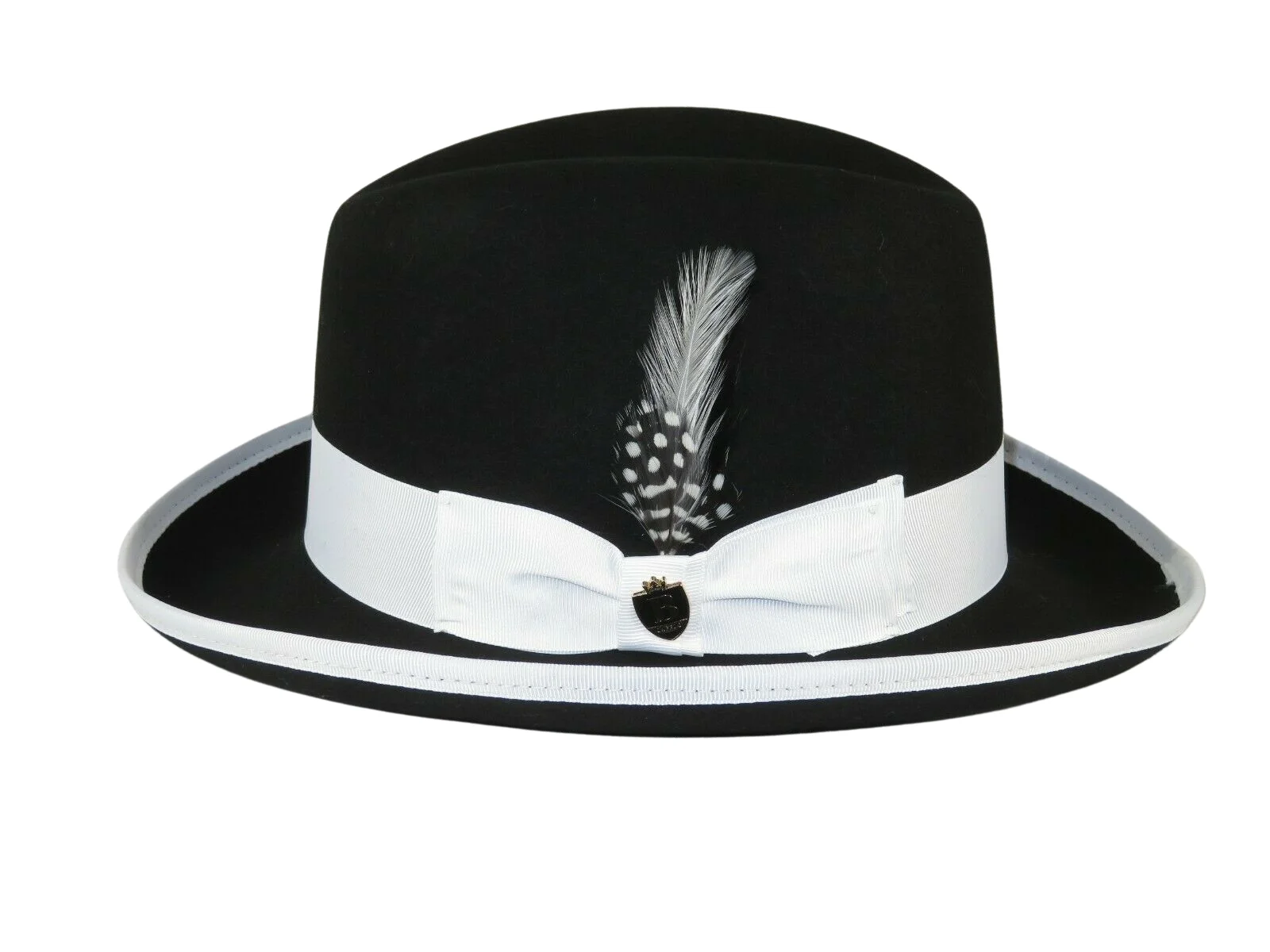 Bruno Capelo Dress Hat Australian Wool Homburg Godfather GF111 Black white - Curated Treasures Market