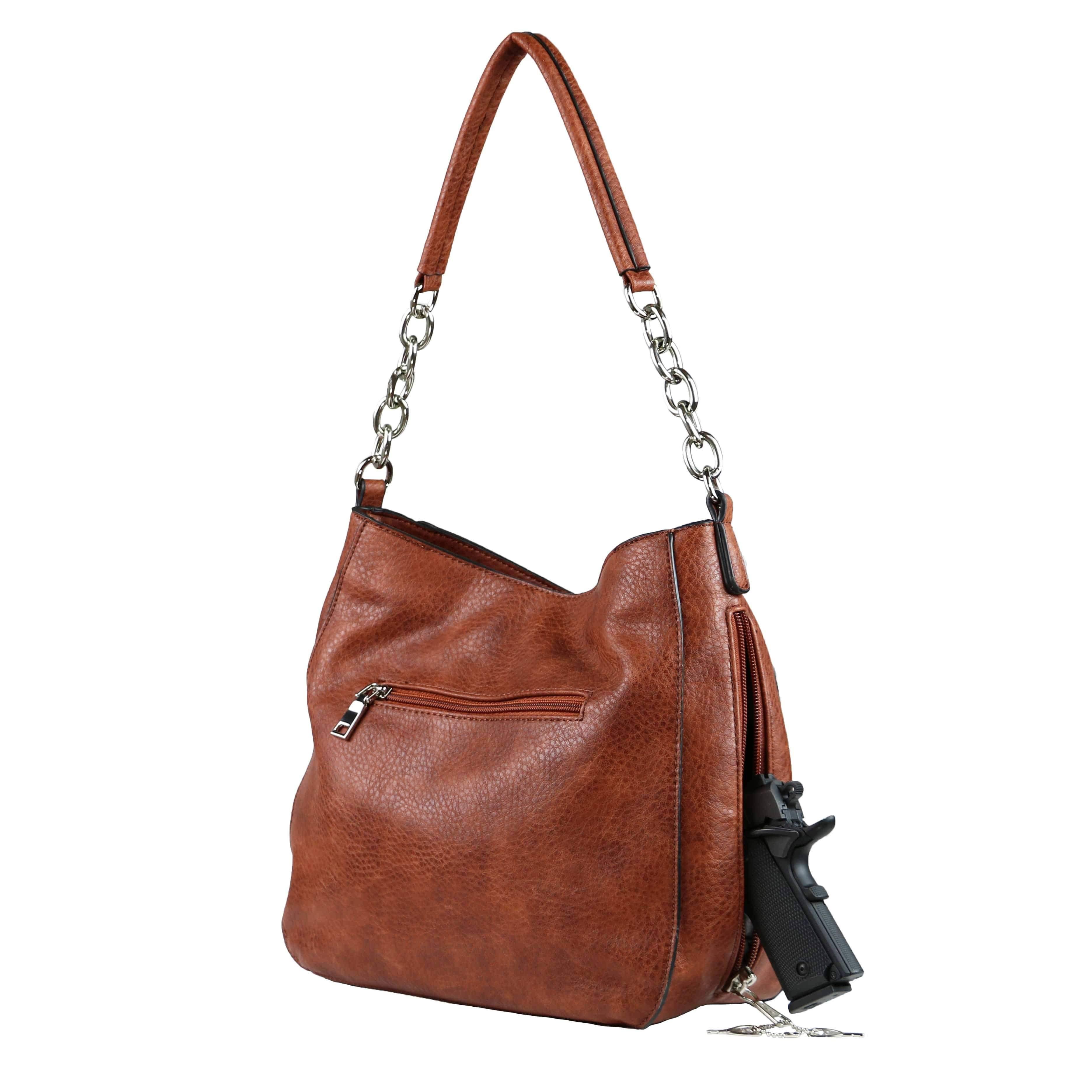 Concealed Carry Ashley Chain Hobo by Lady Conceal Cinnamon