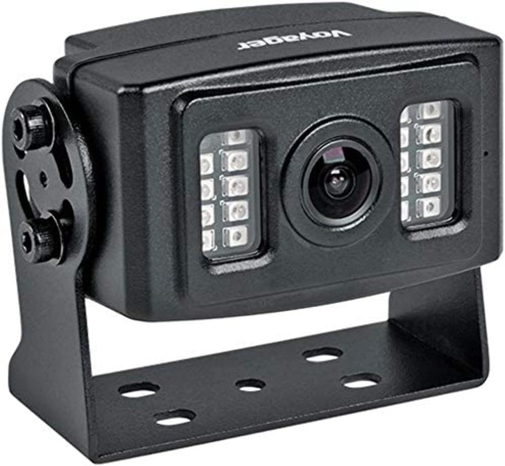 Voyager VCMS20B Rear Color Camera with LED Low-Light Assist, Black, 1/3" CMOS Image Sensor, 600 TV Lines Resolution, 145° Viewing Angle, Built-in Microphone, Electronic Iris Shutter, Waterproof (IP69K
