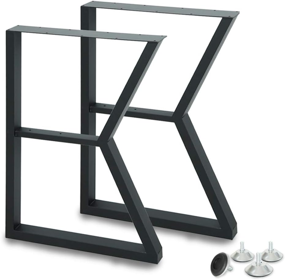 Metal Industrial Dining Modern Table Legs Desk Legs Base Cast Iron Welding Wrought Iron Coffee Table Workbench Legs Bench Legs Night Stand 28 inch K Shape Black DIY (1 Set of 2 pcs) 28 H x19.7