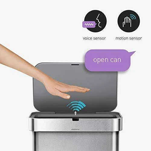 simplehuman 58-Liter Rectangular Voice/Motion Sensor Trash Can in Rose Gold Stainless Steel
