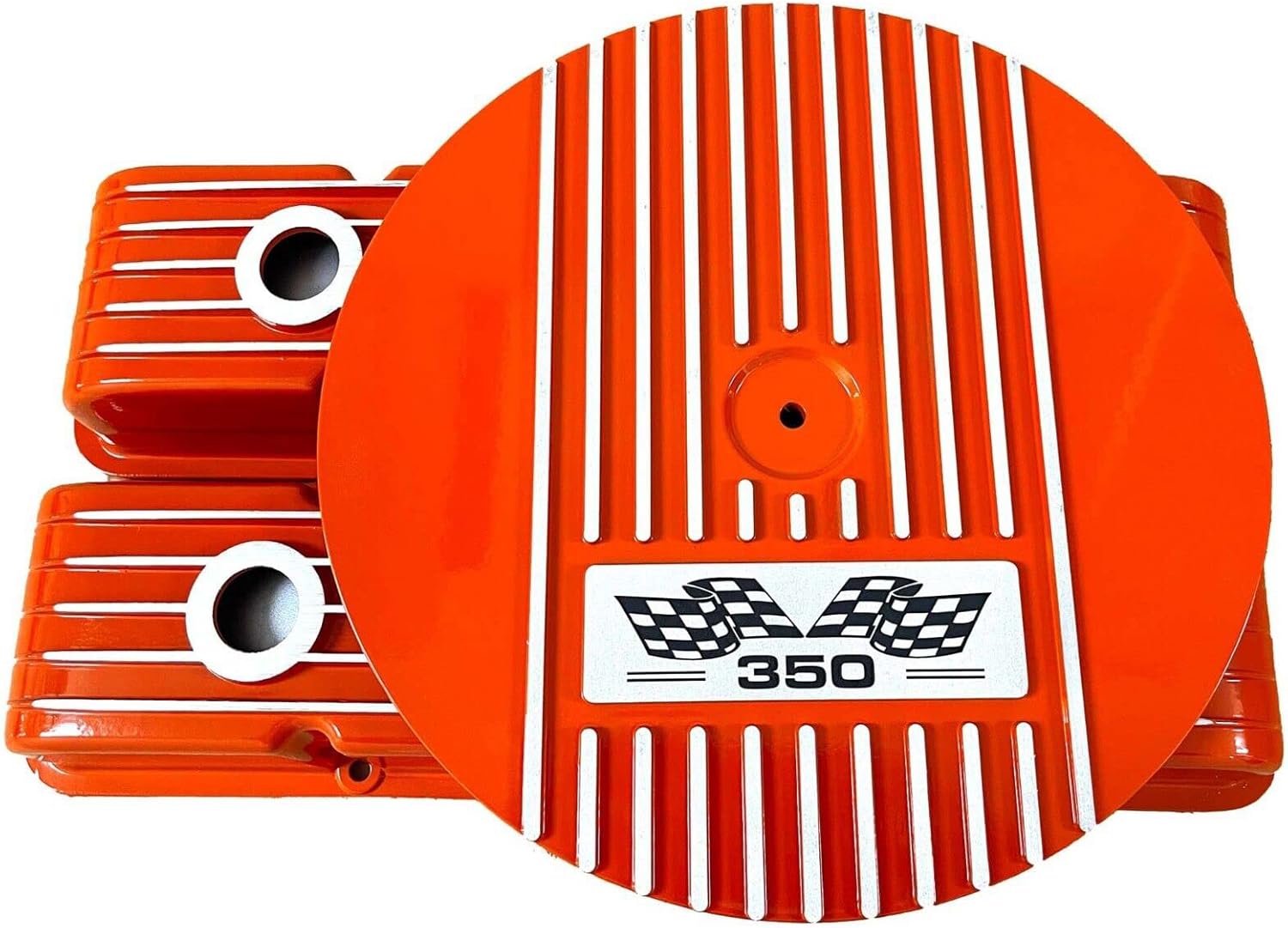 Small Block 350 Valve Covers & 13" Round Air Cleaner Kit - Orange