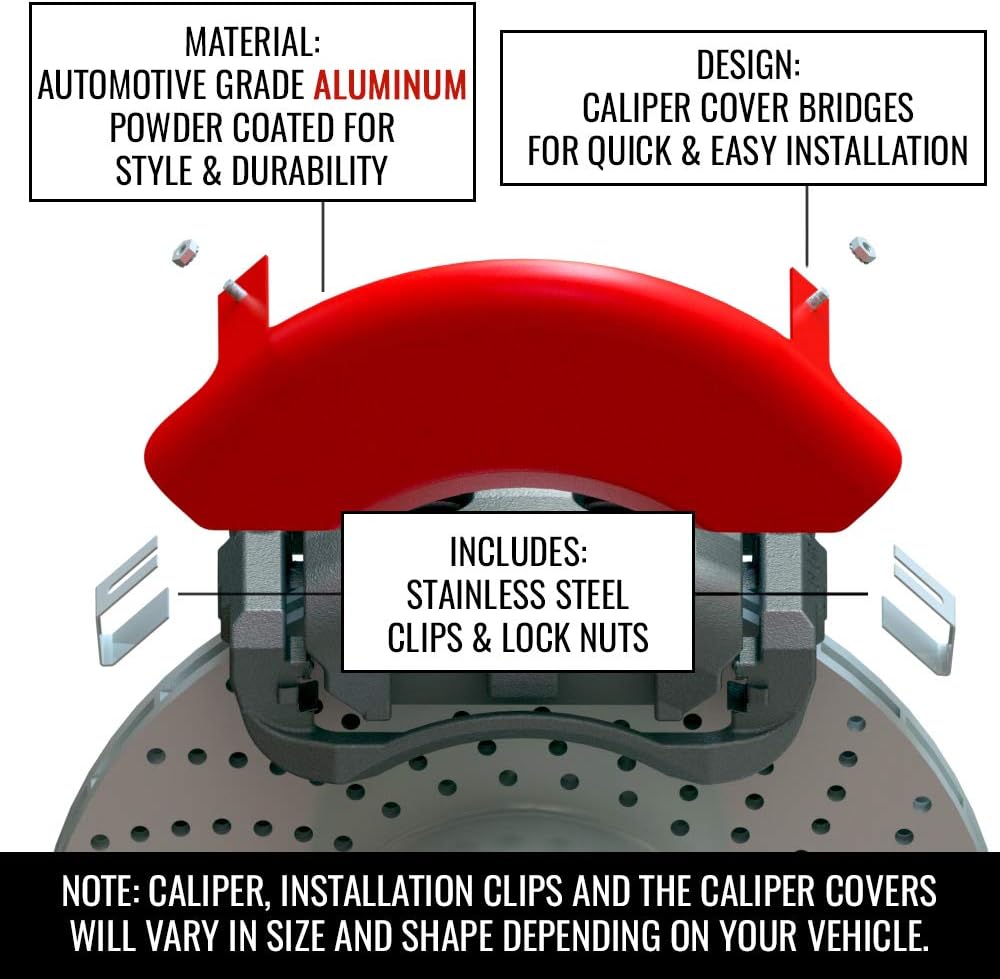 MGP Classic Caliper Covers 12181SCLCRD Red Aluminum Brake Covers (Set of 4)