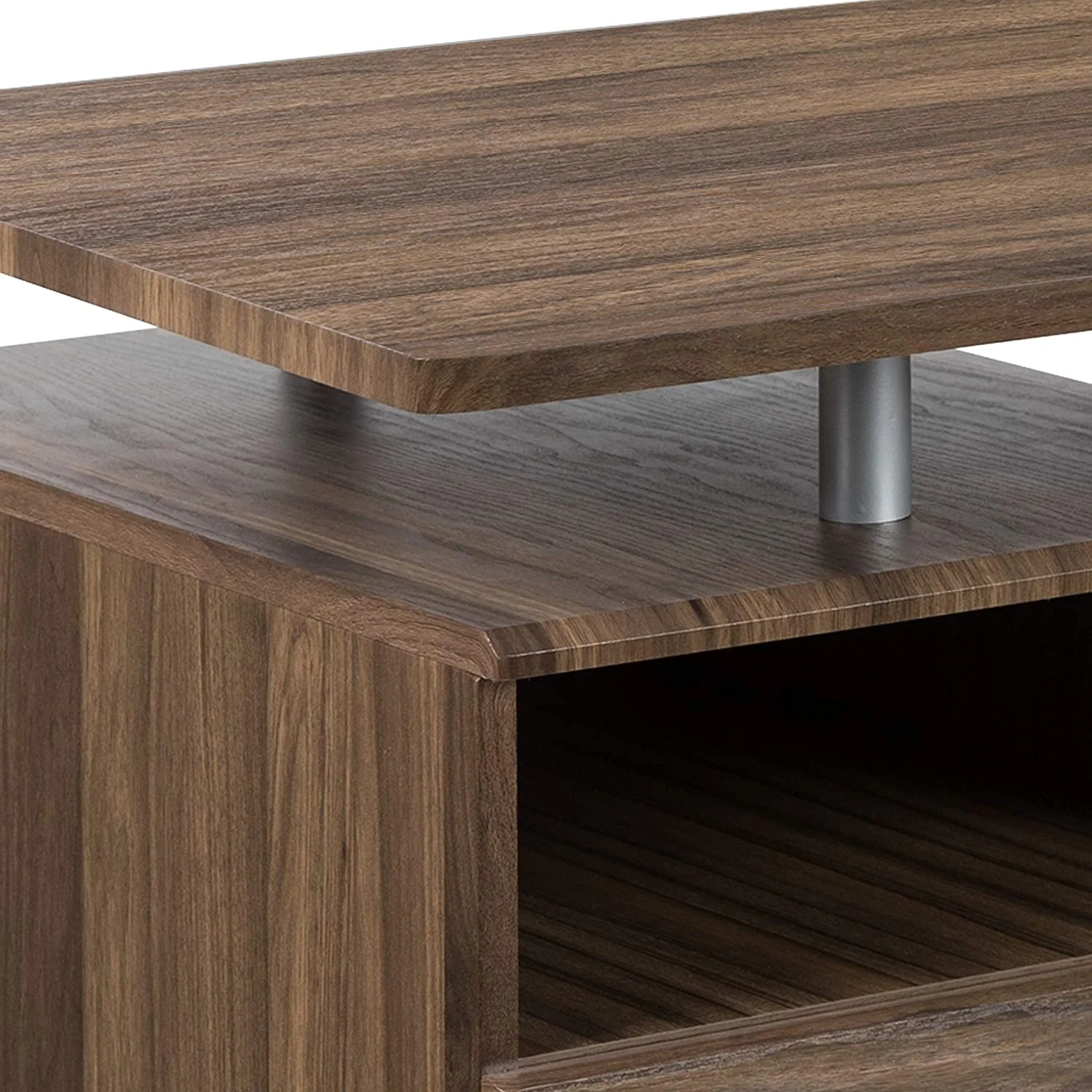 Rustic Walnut Desk With Three Drawer Single Pedestal And Pull-Out Keyboard Tray