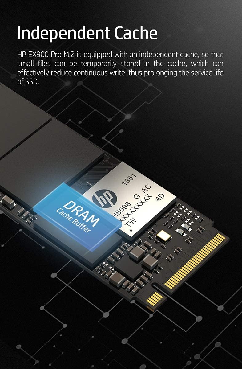 HP EX900 Pro 1TB NVMe Internal PC SSD - Gen3 x4 PCIe, M.2 2280, 3D NAND, Up to 2095 MB/s - 9XL77AA#ABA