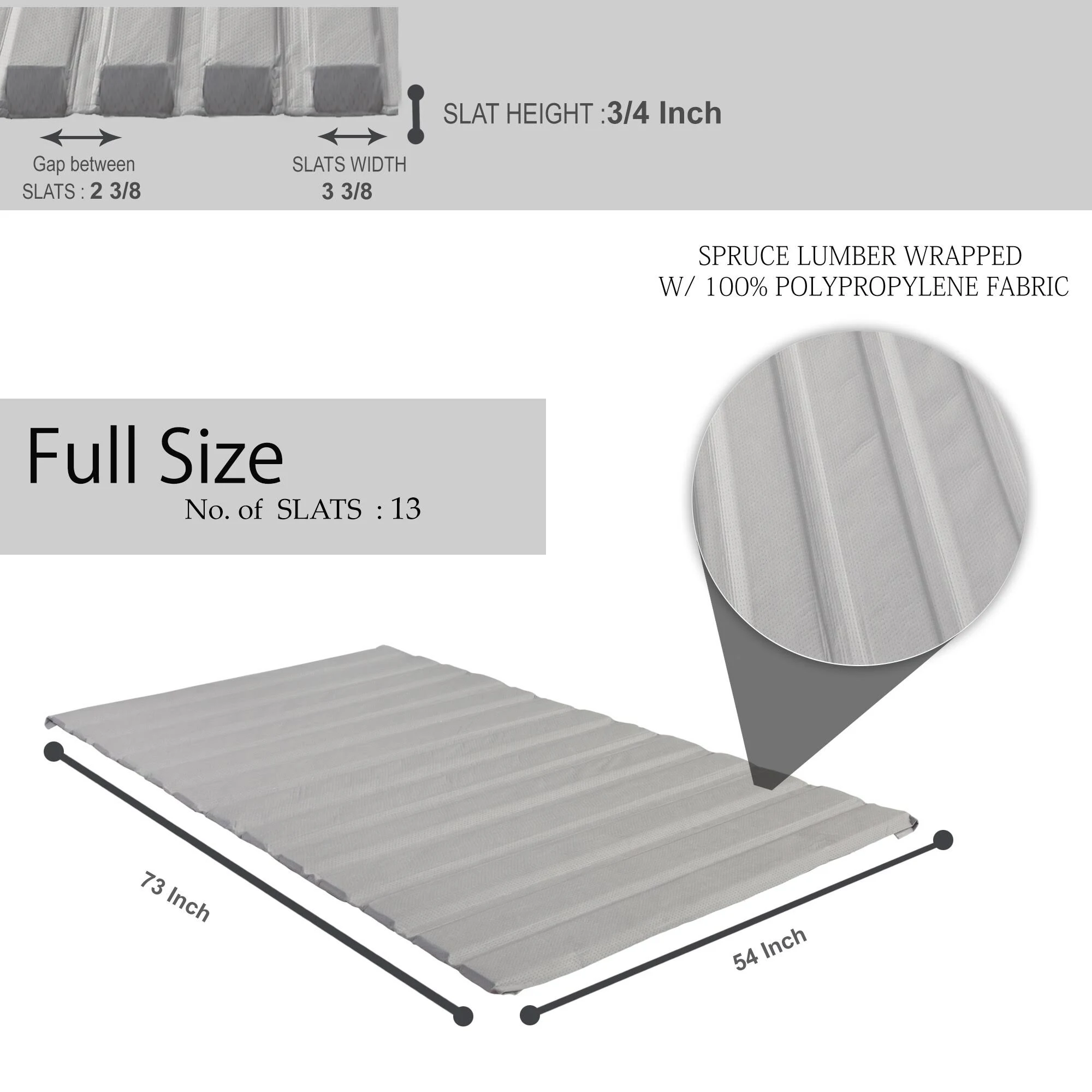 Onetan 0.75-Inch Standard Mattress Support Wooden Bunkie Board - Full