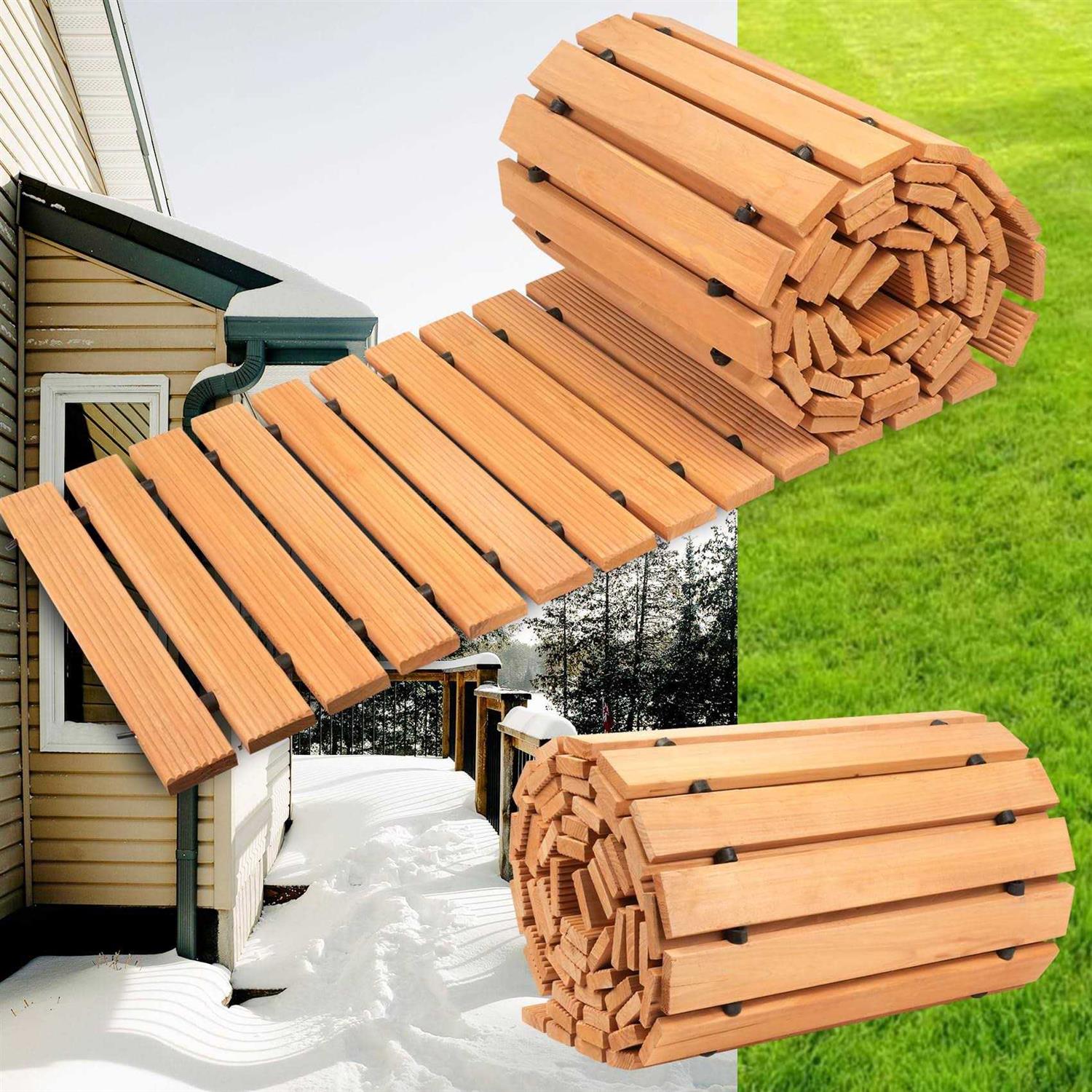 Wooden Garden Pathway 12FT Roll Out Wooden Pathway Garden Walkways Cedar Straight Walkway Weather-Resistant UV Protected Roll Up Wood Road Floor - Shop Hardware Tools Online Store