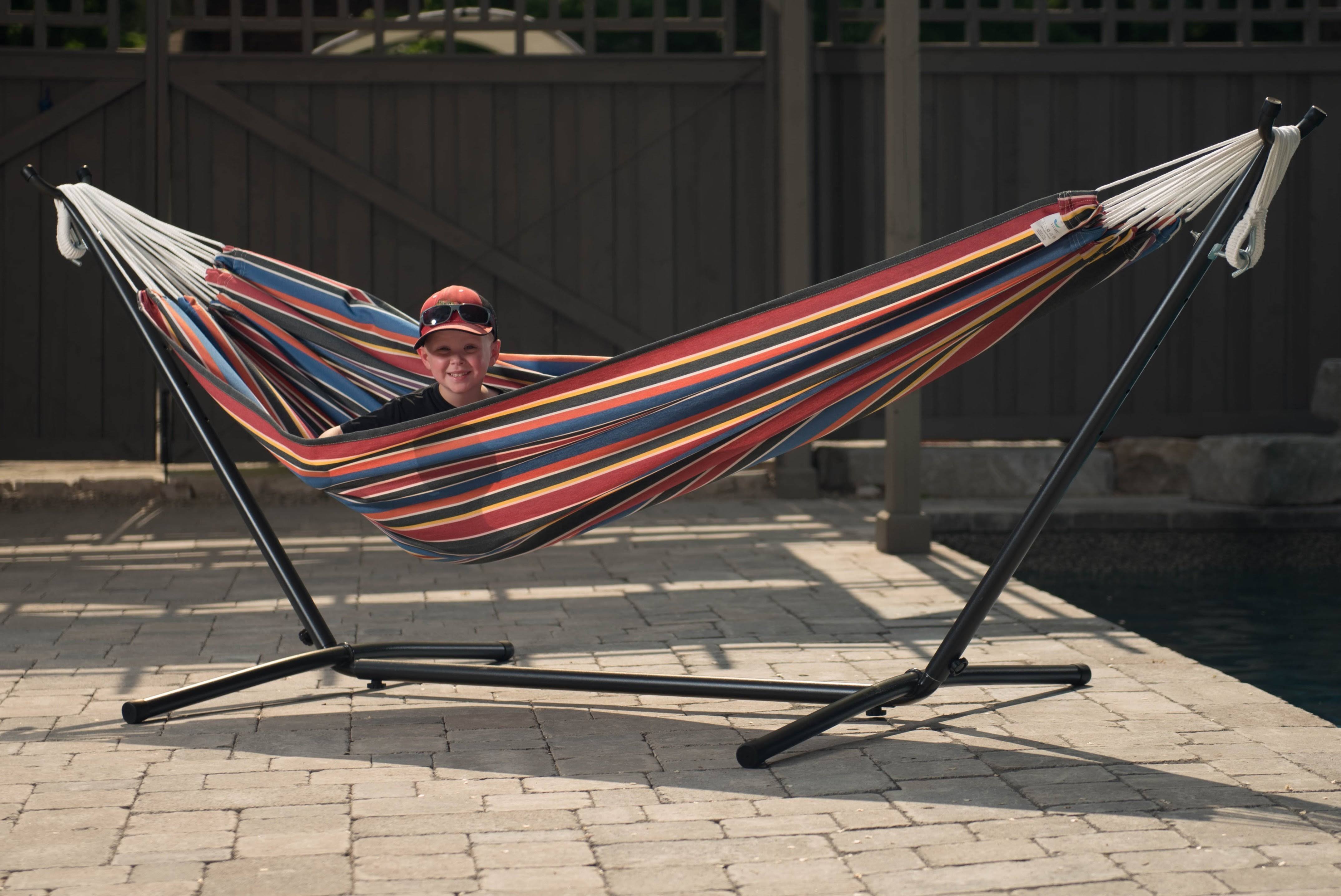 Vivere 9 ft. Double Hammock with Stand: Oasis