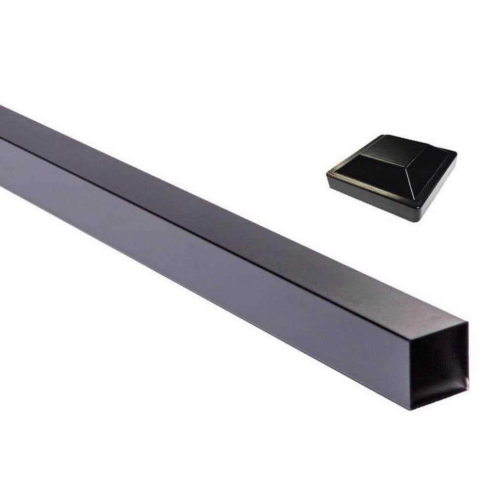 Slipfence 4 in. x 4 in. x 124 in. Black Aluminum Fence Post Includes Post Cap - Shop Hardware Tools Online Store