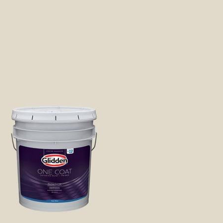 Glidden One Coat Exterior Paint and Primer, Antique White / Gray, 5 Gallons, Semi-Gloss
