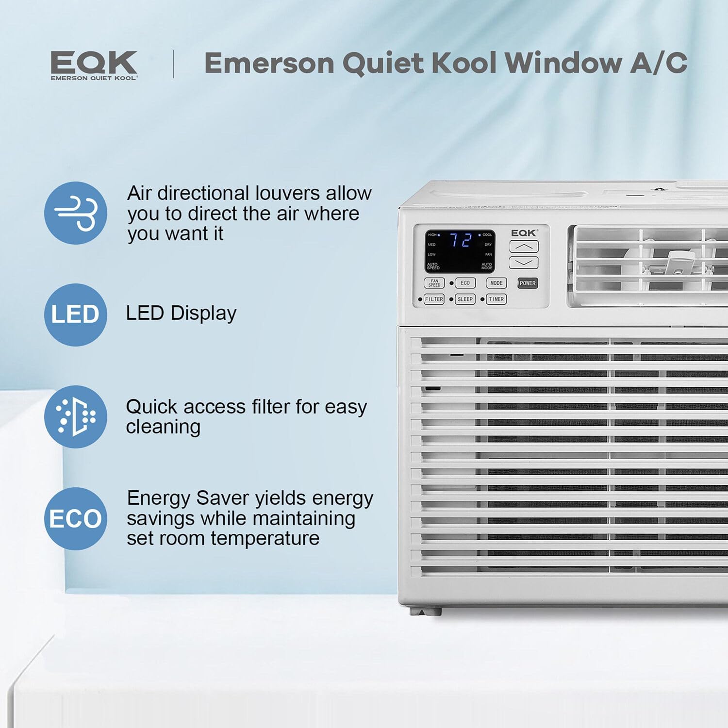 Emerson Quiet Kool 15,000 BTU Window Air Conditioner and Dehumidifier, 115V, Window AC Unit for Large Rooms up to 700 Sq. Ft., Perfect for Apartment and Living Room, Window Unit with Remote