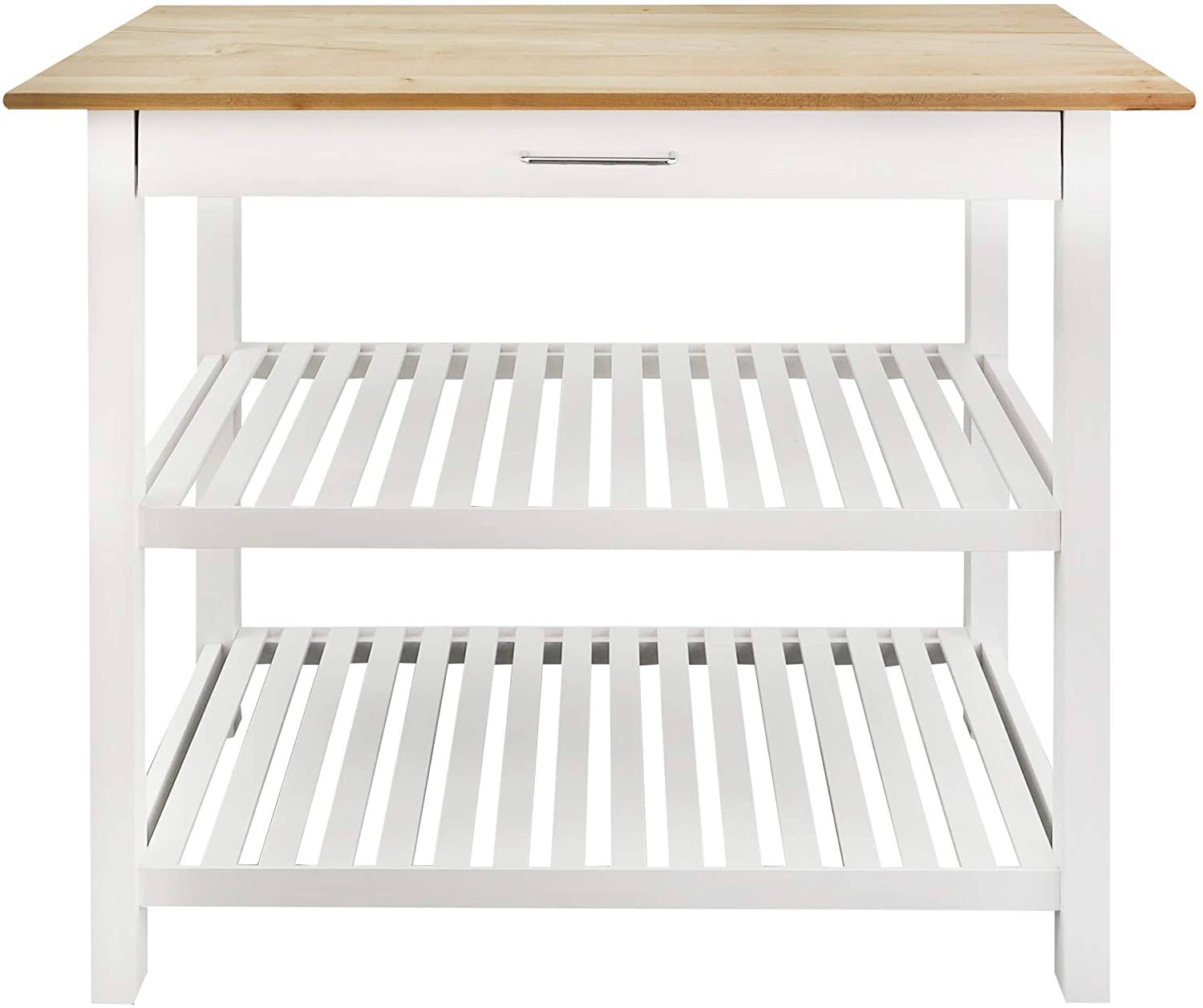 Kitchen Island with Solid American Hardwood Top, Natural/White, 40x22