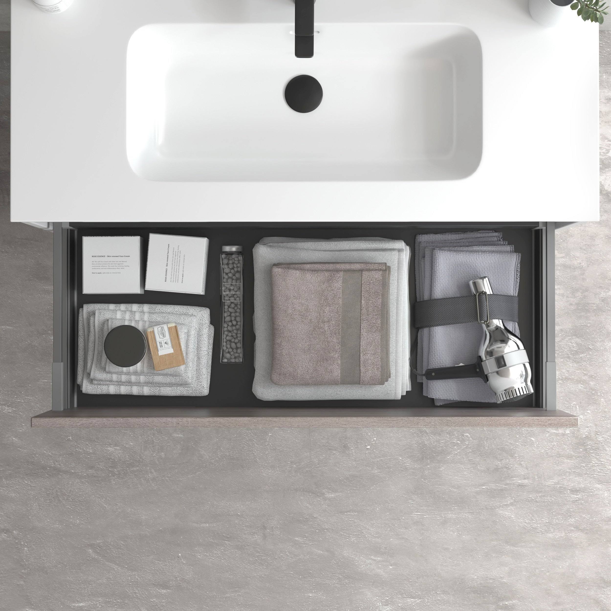 32x22 Bathroom Vanity Cabinet + Ceramic Sink | Tribeca | W 32 x H 20 x D 18 in RHD Weathered