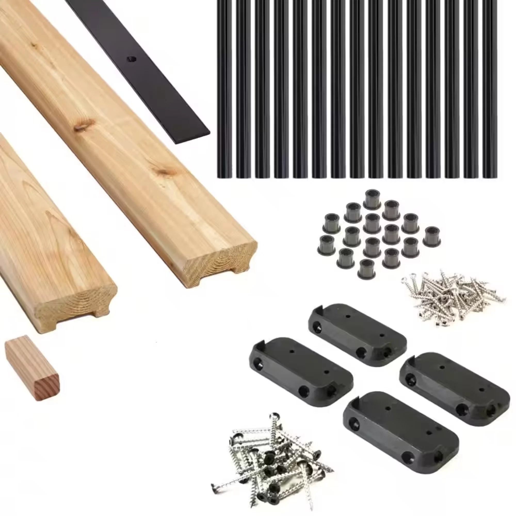 ProWood 6 ft. Moulded Cedar Railing Kit with Aluminum Round Balusters