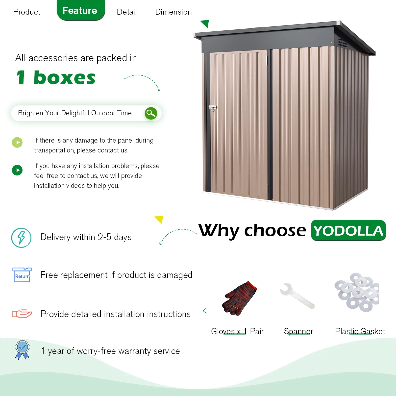 YODOLLA 5 x 3 ft. Outdoor Metal Steel Storage Shed with Sliding Roof & Lockable Door for Backyard, Garden