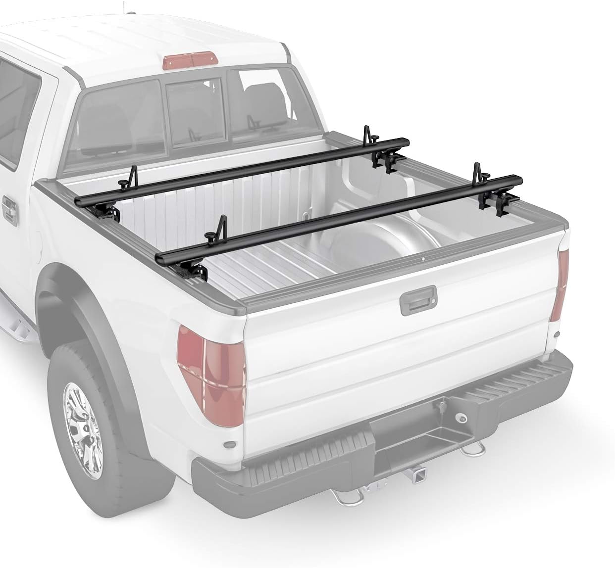AA-Racks Model APX2503 64" Mid-Size Low Profile Heavy Duty Aluminum Truck Bed Rack for Trucks and Trailers with Open Rails (300lb On Road Capacity)