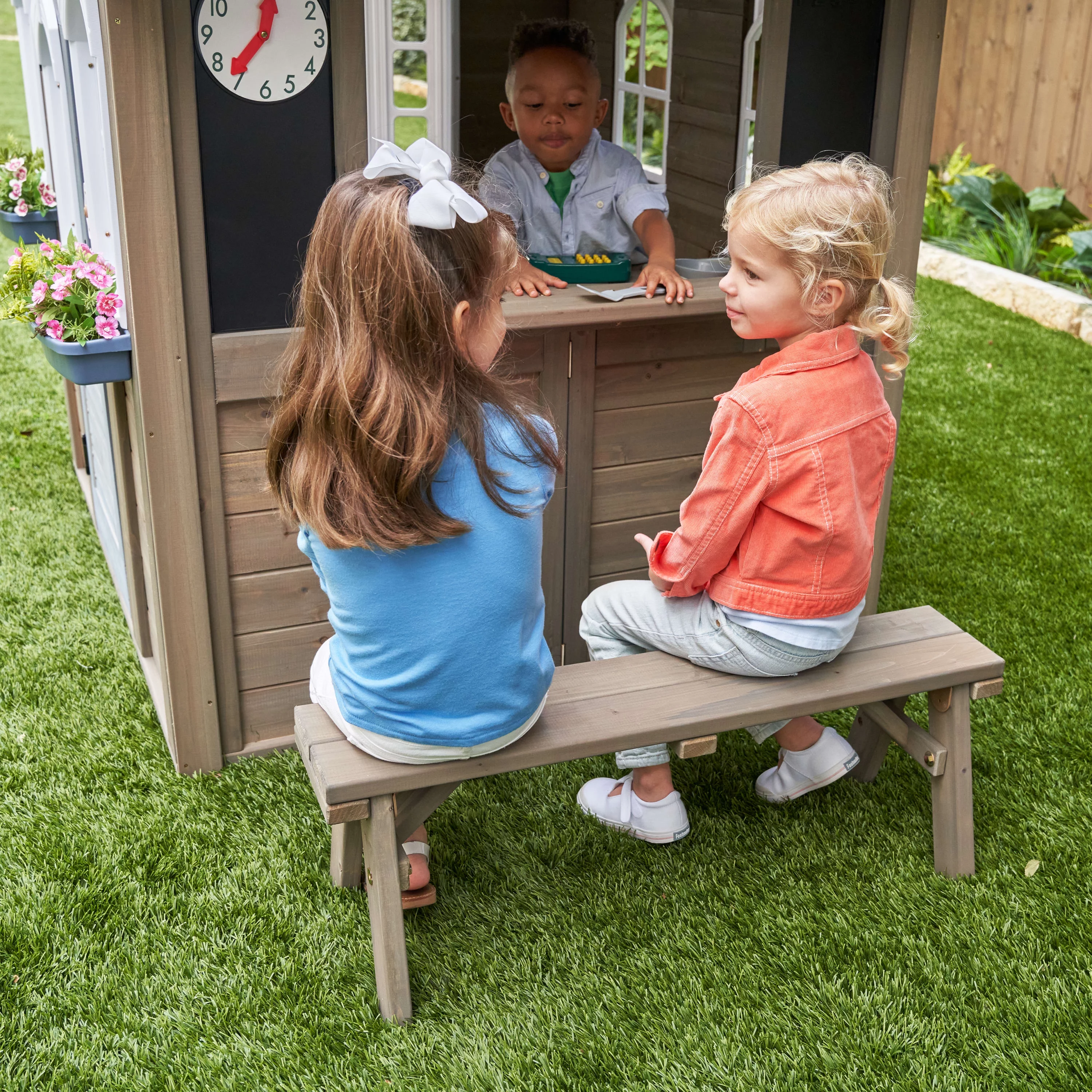KidKraft Forestview II Wooden Outdoor Playhouse with Kitchen