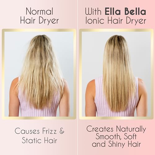 ELLA BELLA® Professional Ionic Hair Dryer with Diffuser • Negative Ion Blow Dryer • Suitable All Hair Types • Intelligent Heat Control & Rapid Drying Speeds • Lightweight Design • Low Noise Technology