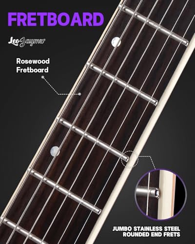Leo Jaymz Electric Guitar Monsoon Series,Reverse Headstock,Mahogany Body,Roasted Maple Neck,Rosewood Fretboard,Locking Tuners,Rounded End Frets,AlnicoV Pickups,Fixed Bridge (Blue Flame)