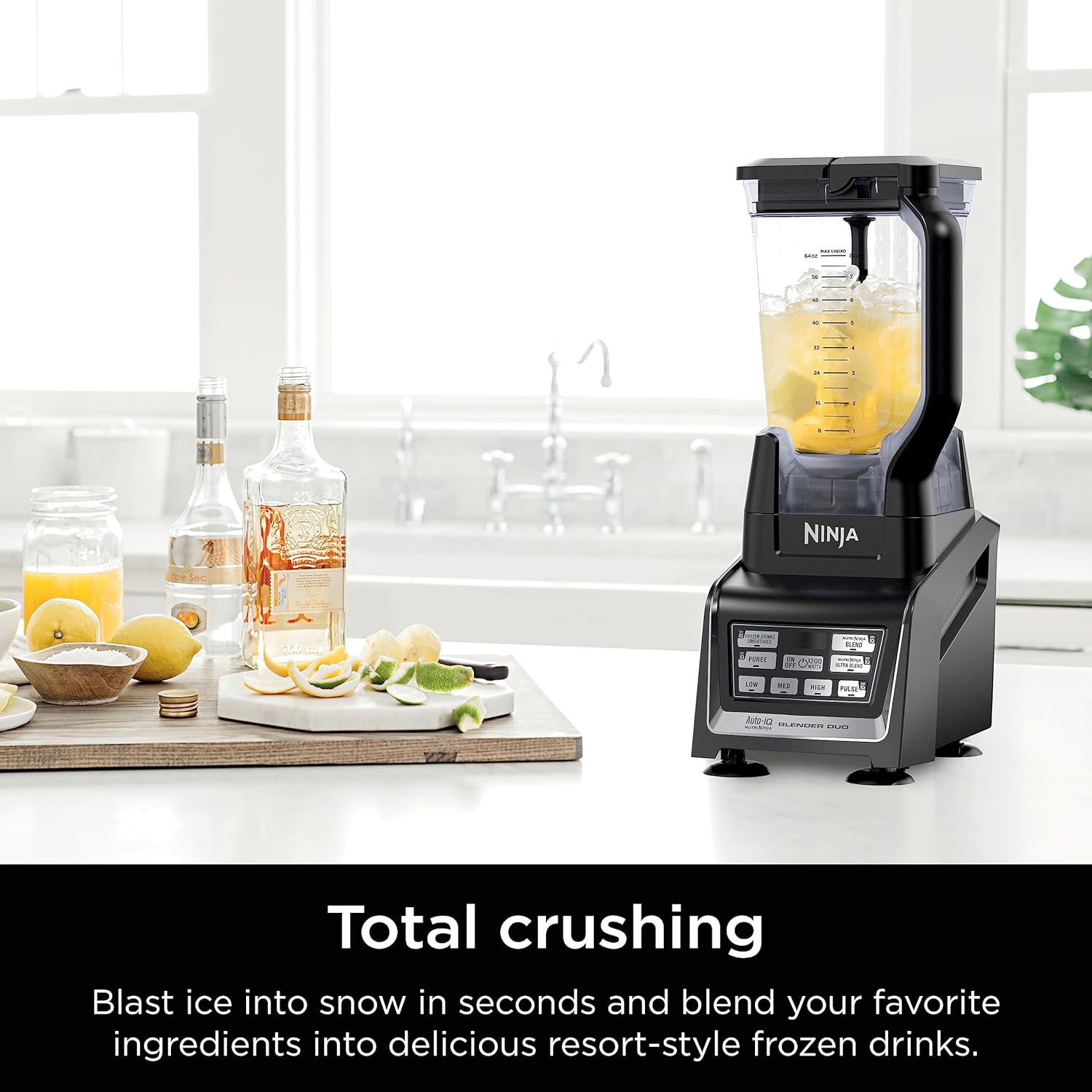 Ninja BL642 Nutri Ninja Personal & Countertop Blender with 1200W Auto-iQ Base, 72 oz. Pitcher, and 18, 24, & 32 oz. To-Go Cups with Spout Lids, For Smoothies, Shakes & More, Dishwasher Safe, Black