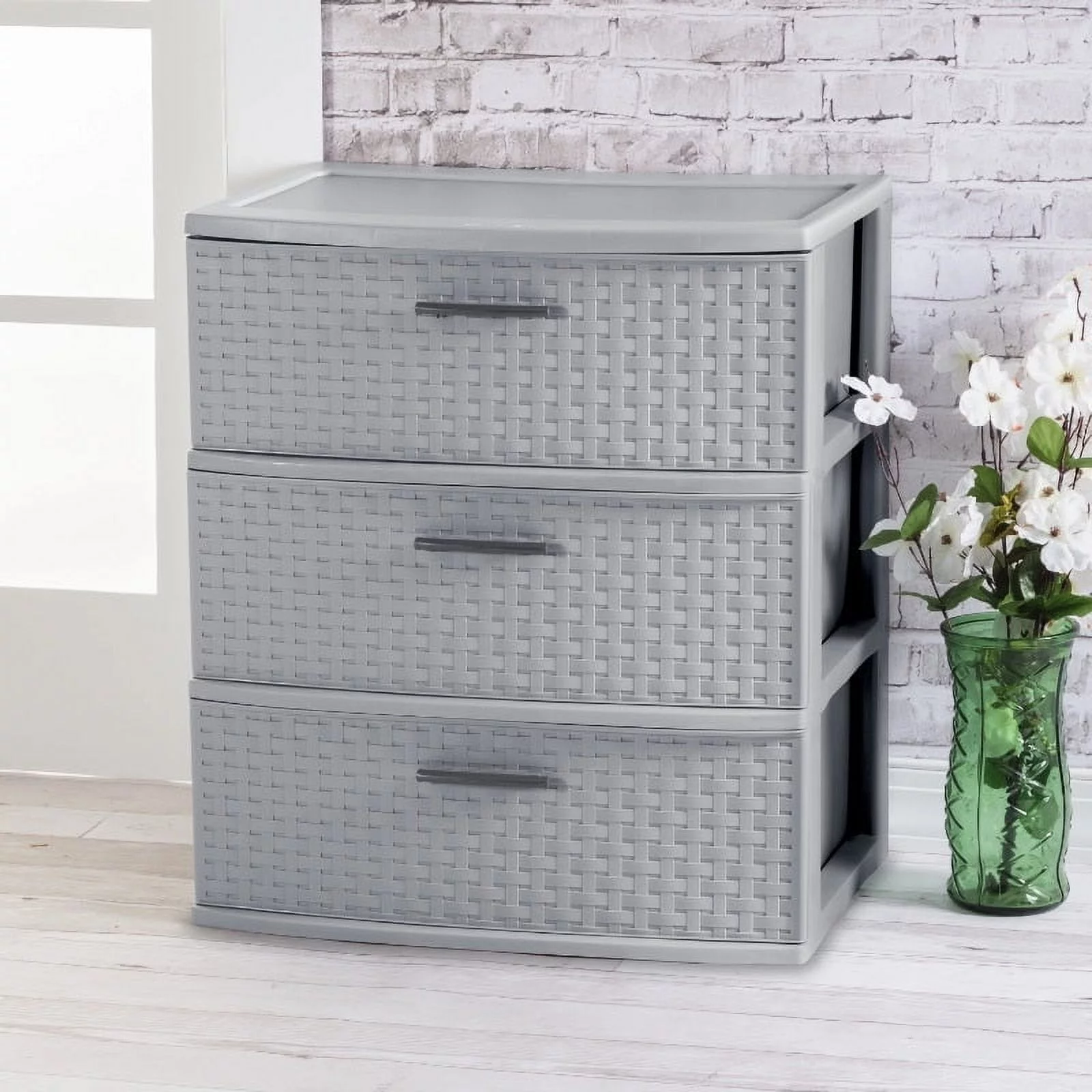 Sterilite 3 Drawer Wide Weave Tower Plastic - Curated Treasures Market