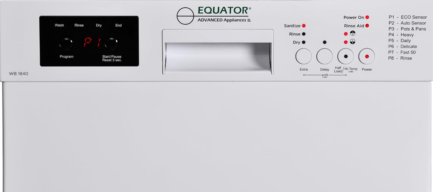Equator 18" ADA Dishwasher 8 program 10 place Water 3.4g Quiet 51 dB 120V E-Star (White)