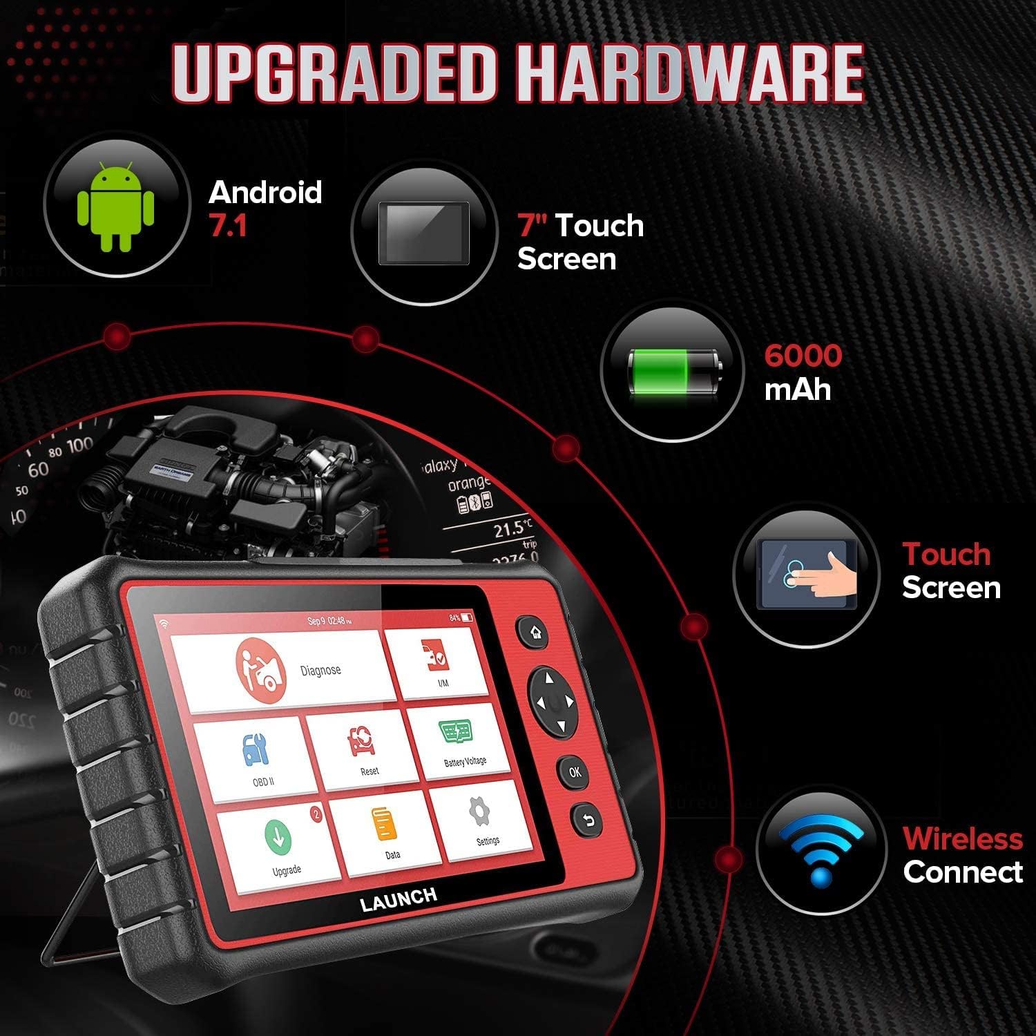 LAUNCH Scan Tool CRP909C OBD2 Scanner, All System Car Diagnostic Scanner, OE-Level OBD2 Code Reader with 26 Reset, IMMO/Auto Bleed/SRS/TPMS/Injector Coding Scanner, Upgraded of CRP123/129, Free Update