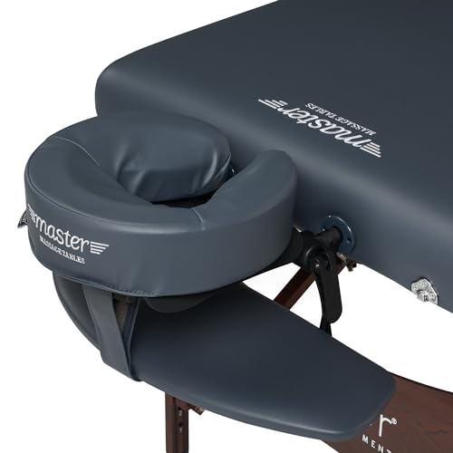Master Massage Newport Portable Massage Table Package with Denser 2.5" Cushion, Walnut Stained Hardwood, Steel Support Cables, Pillows & Accessories, Black, 30"