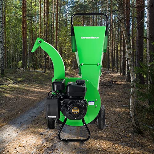 S3 Wood Chipper Shredder, 7HP 212cc Gas Powered Heavy Duty, 3" Max Wood Diameter Capacity, 15: 1 Reduction Ratio, Easy Assembly, 1-Year Warranty After Product Registration