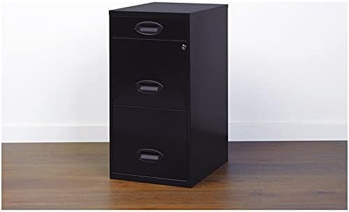 Space Solutions 3 Drawer Metal File Cabinet with Pencil Drawer Black