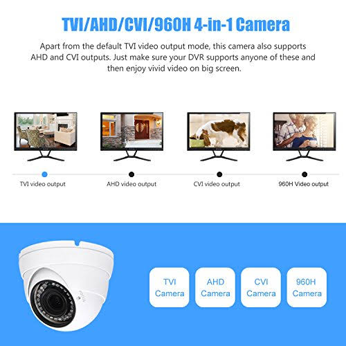 1080p Dome Security Camera HD 4-in-1 CCTV Camera 2.8mm-12mm Varifocal Lens 100ft