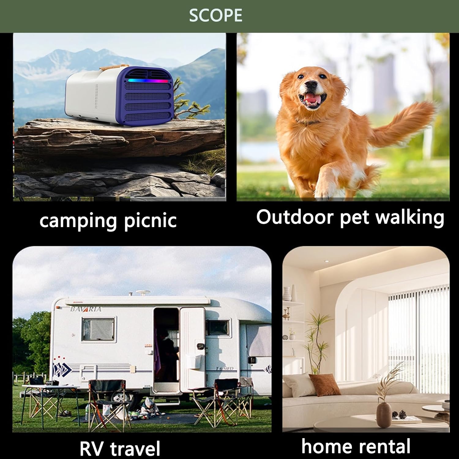 Portable Air Conditioners,4777BTU Fast Cooling Outdoor Air Conditioner, DC or AC, Dehumidification, 3 Wind Speeds,600W Low Power Consumption Camping Tent, RV, Car, Truck, Van and Fishing
