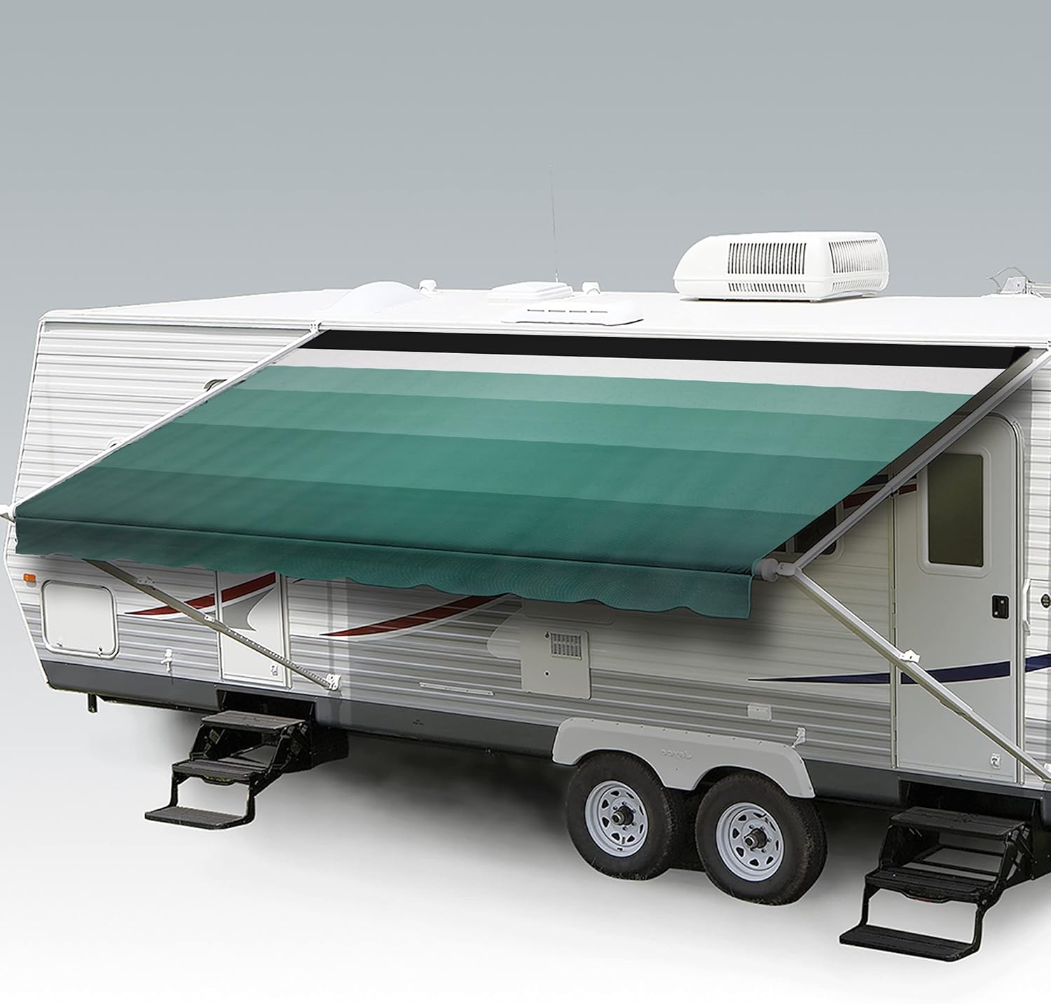 ShadePro - RV Awning Fabric Replacement - Heavy Duty Weatherproof Vinyl - Universal Outdoor Canopy for Camper, Trailer, and Motorhome Awnings - Granite - 21' (Fabric 20' 2)