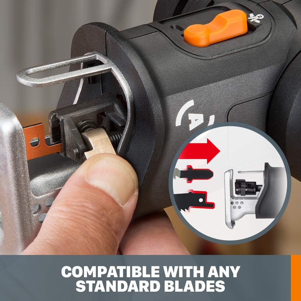 WORX WX550L.5 20V Cordless Reciprocating Saw Jig Saw with Orbital Mode, Variable Speed, & Tool-Free Blade Change System
