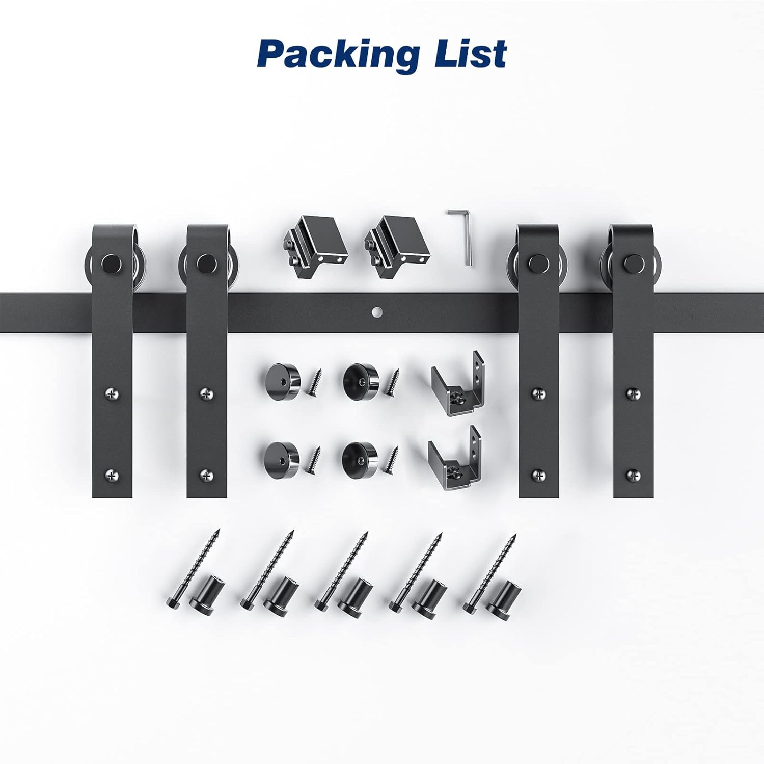 EaseLife 5 FT Cabinet Mini Sliding Double Barn Door Hardware Track Kit,Easy Install,Slide Smoothly Quietly,Apply for Storage Window TV Stand and Other Shielding (No Cabinet)
