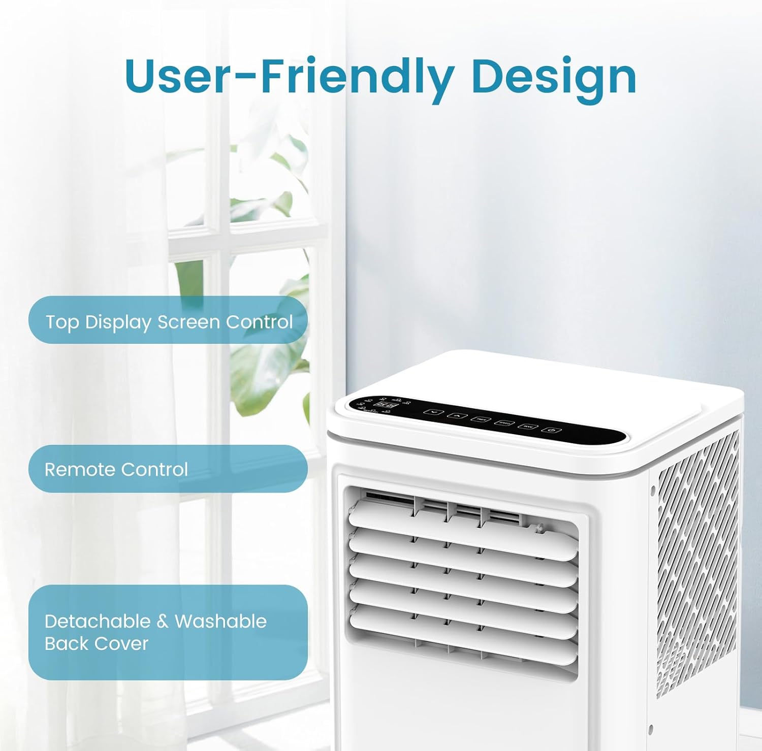 COWSAR 8,000 BTU Portable Air Conditioners Cools Up to 350 Sq.Ft, Portable AC Unit with Remote, Built-in Cool, Dehumidifier, Fan, Sleep Modes, Room Air Conditioners with LED Display/Installation Kits