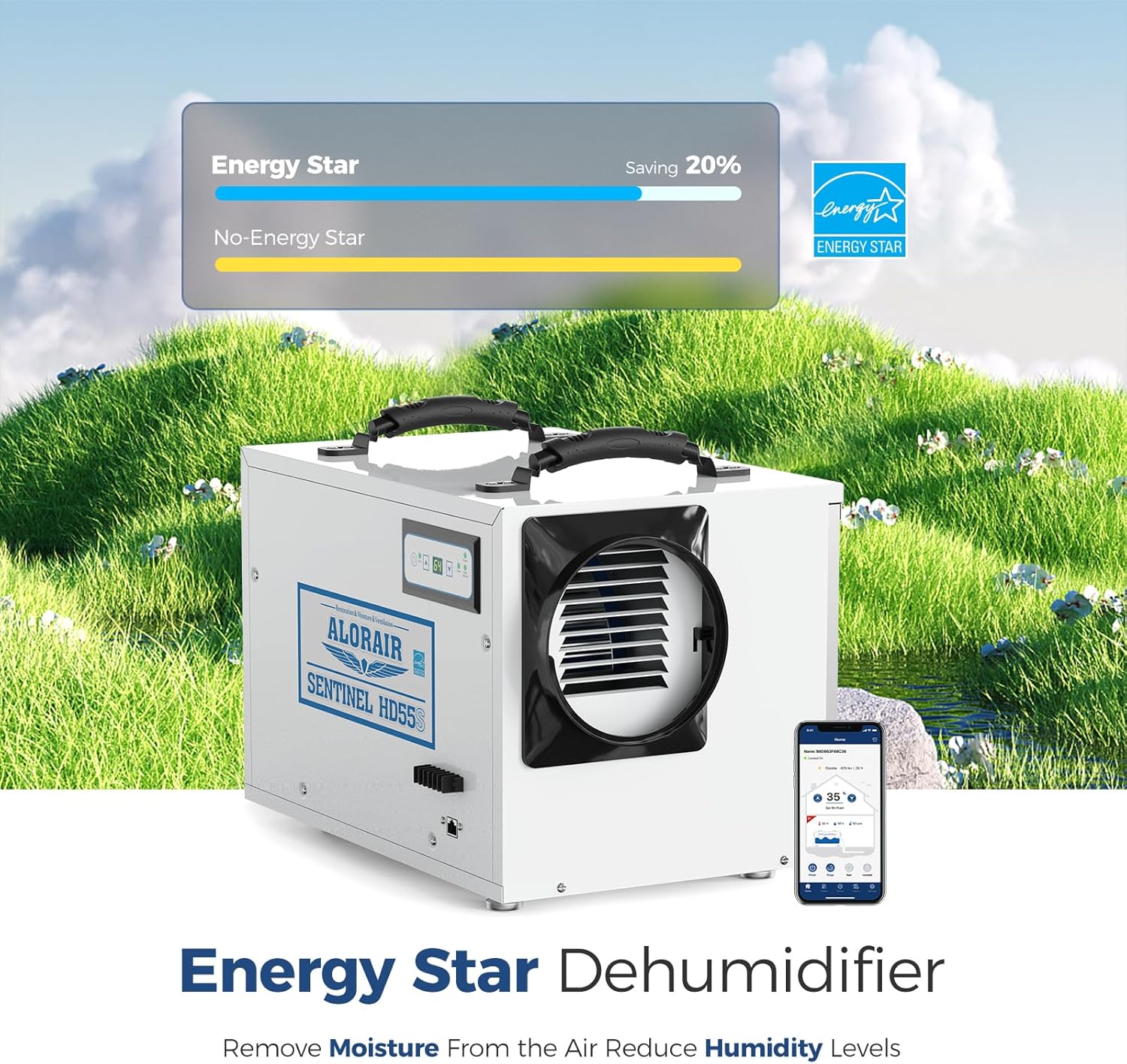 ALORAIR Crawl Space Dehumidifiers, 120 PPD Energy Star Wi-Fi APP Controls Crawlspace Dehumidifiers, Auto Defrost Basement Commercial Dehumidifiers