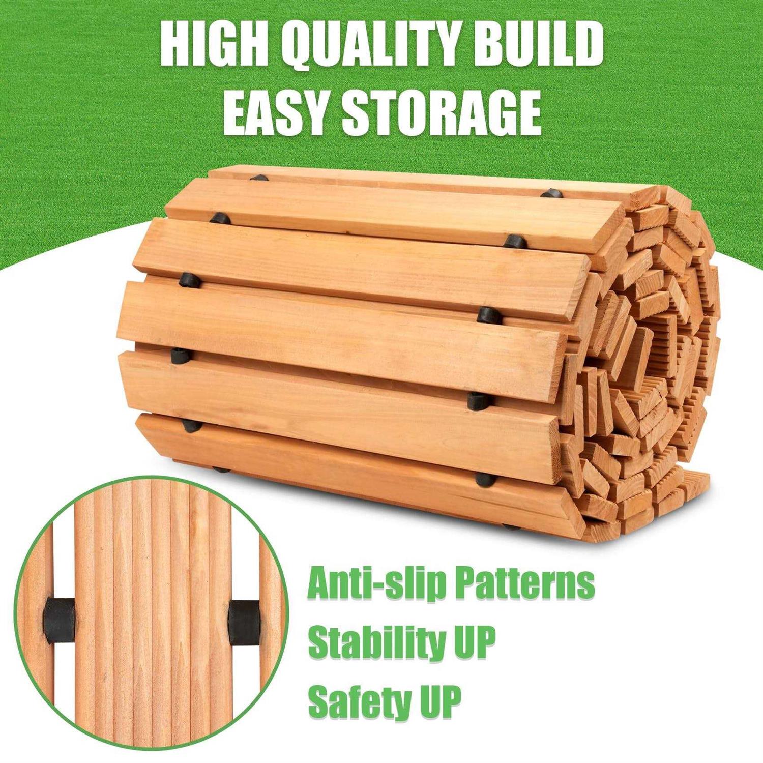 Wooden Garden Pathway 12FT Roll Out Wooden Pathway Garden Walkways Cedar Straight Walkway Weather-Resistant UV Protected Roll Up Wood Road Floor - Shop Hardware Tools Online Store