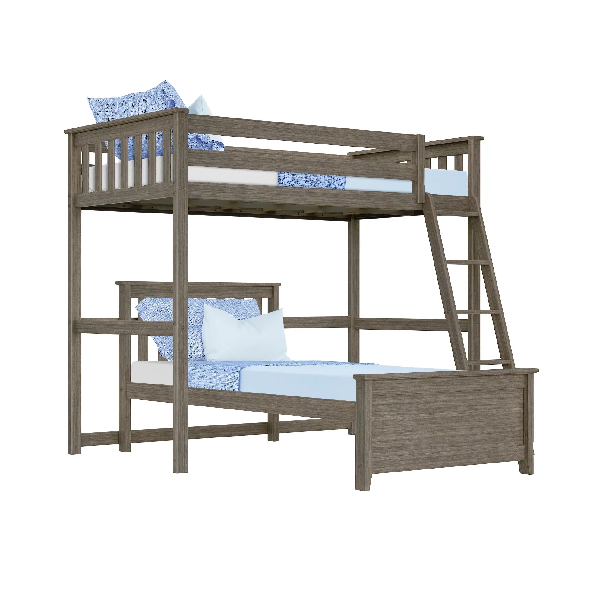 Max & Lily Wood L-Shaped Bunk Bed Twin over Twin for Kids, White