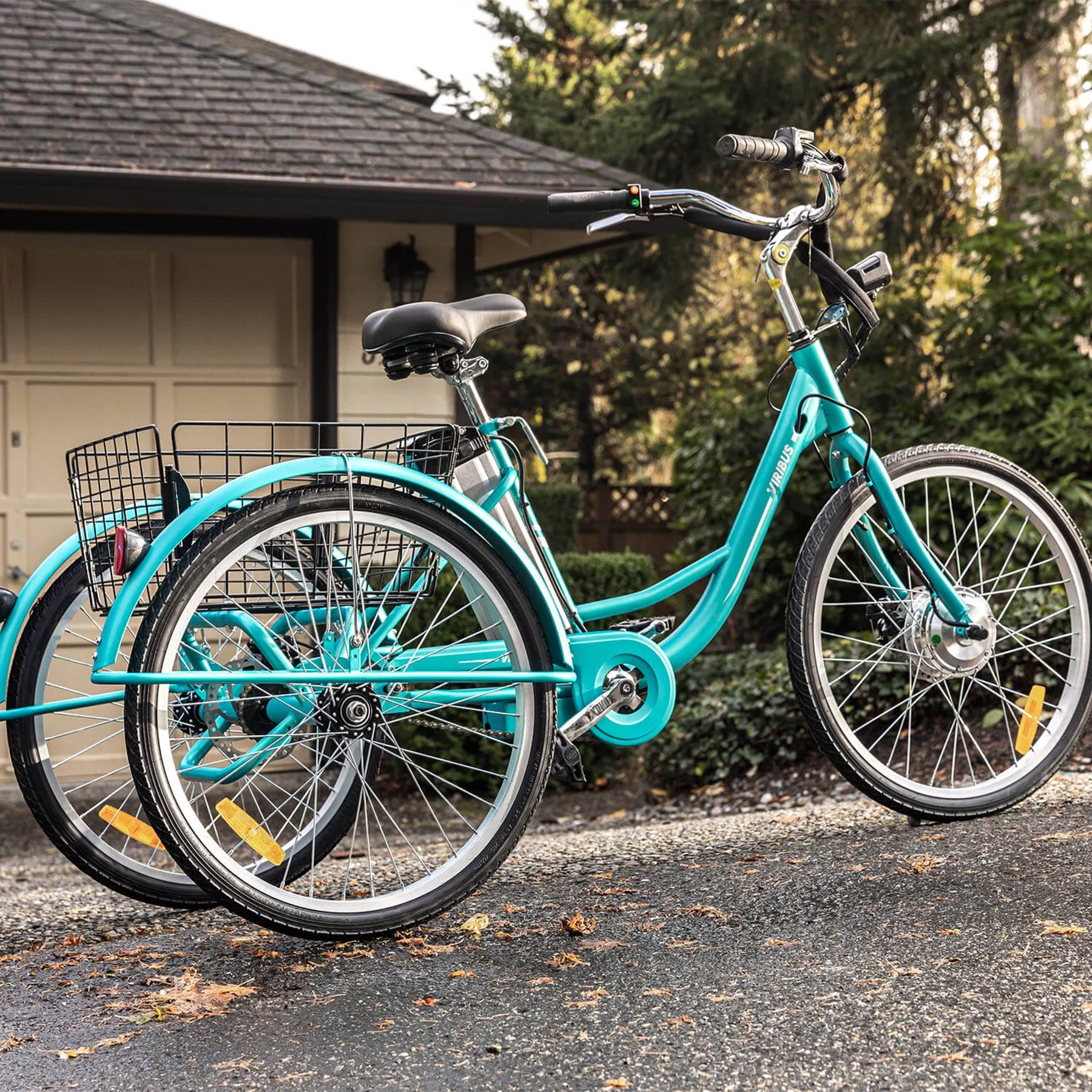Viribus 26" Electric Tricycle 350W Cruiser Tricycle w Basket 36V 10Ah Navy for Adult Unisex